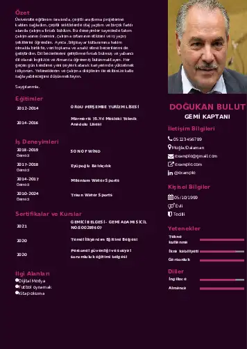 Gemi Kaptanı CV Örnekleri cv indir